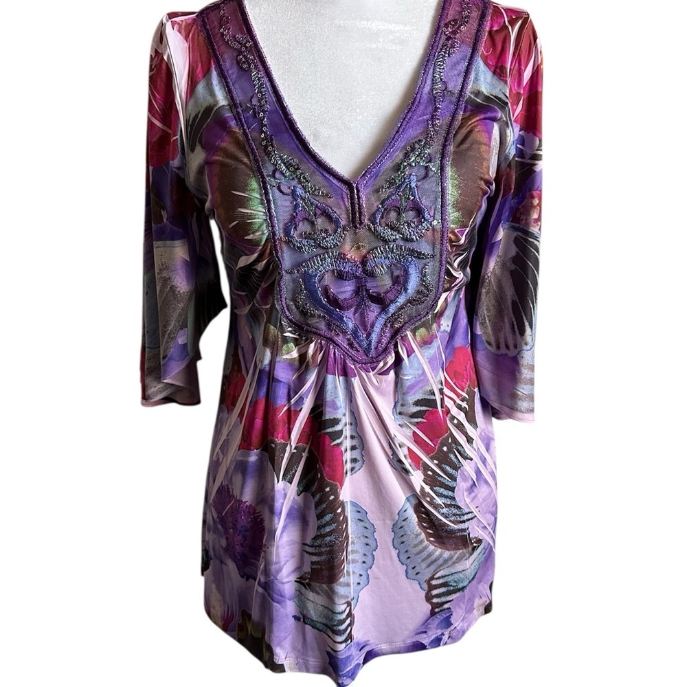One world Elegant Purple and Pink Women's Top size S